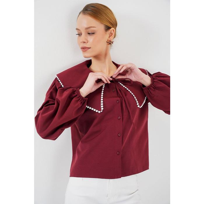 Bebe Yaka Gömlek 20314 - Bordo
