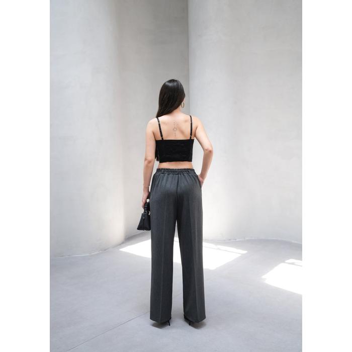 Beli̇ Lasti̇k Ve Bağcikli Geni̇ş Paça Pantolon
