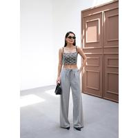 Beli̇ Lasti̇k Ve Bağcikli Geni̇ş Paça Pantolon