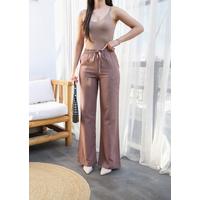 Beli̇ Lasti̇kli̇ Ve Bağcikli Keten Pantolon