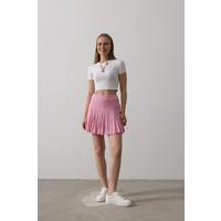 Beli Lastikli Mini Etek - Pembe