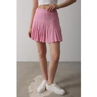 Beli Lastikli Mini Etek - Pembe