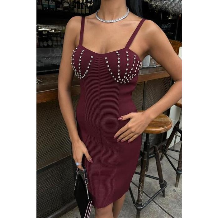 Belina Taş Detaylıı Mini Elbise 2804