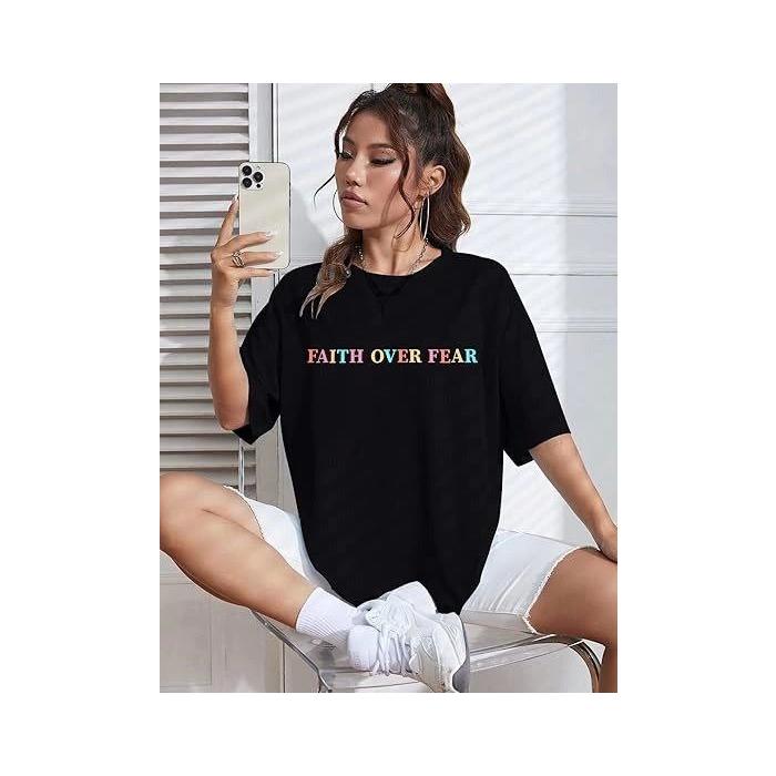 Bisiklet Yaka Baskılı T-shirt - Siyah