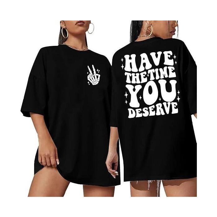 Bisiklet Yaka Kısa Kol Baskılı T-shirt - Siyah