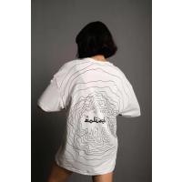 Bisiklet Yakalı Sırt Baskılı Oversize T-Shirt - Beyaz
