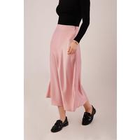 Çan Kesim Midi Pembe Saten Etek