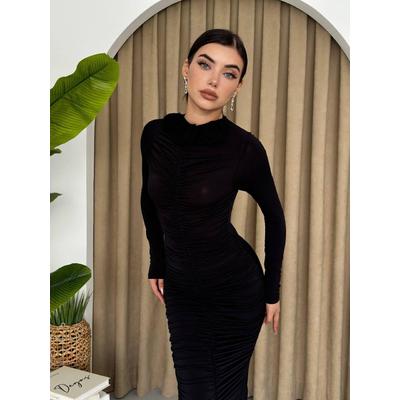 Carlis Gül Yaka Elbise