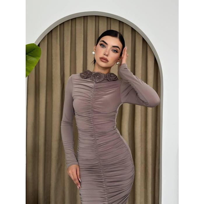 Carlis Gül Yaka Elbise