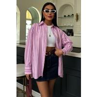 Çizgili Pembe Poplin Gömlek 3451