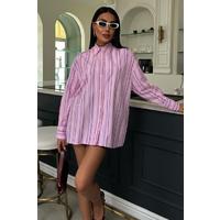 Çizgili Pembe Poplin Gömlek 3451