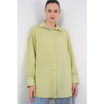Çizgili Uzun Gömlek Tunik 5963 - E.Yeşil