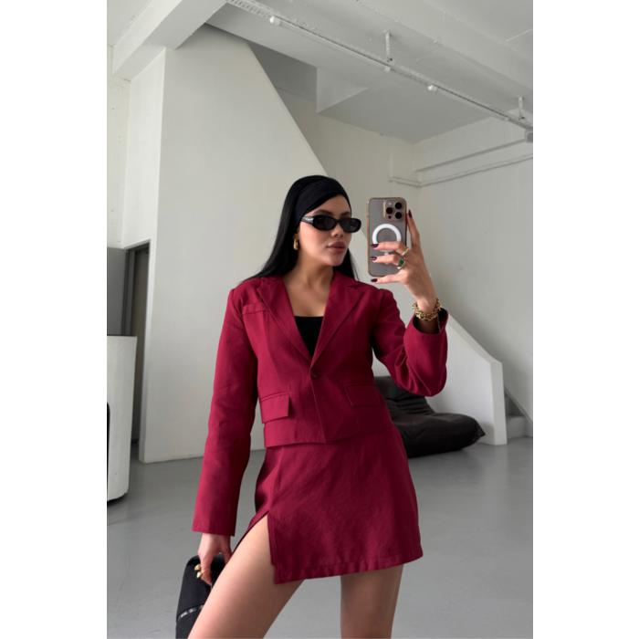 CROP CEKET - KISA ETEK TAKIM - Bordo