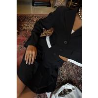 Crop Ceketli Ve Pile Etekli Garnili Takım 10111