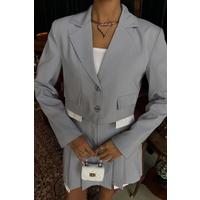 Crop Ceketli Ve Pile Etekli Garnili Takım 10111