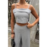Crop Plazzo Pantolon Takım 10155-08