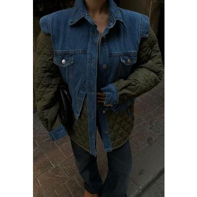 Denim Garnili Kapitone Ceket 7071