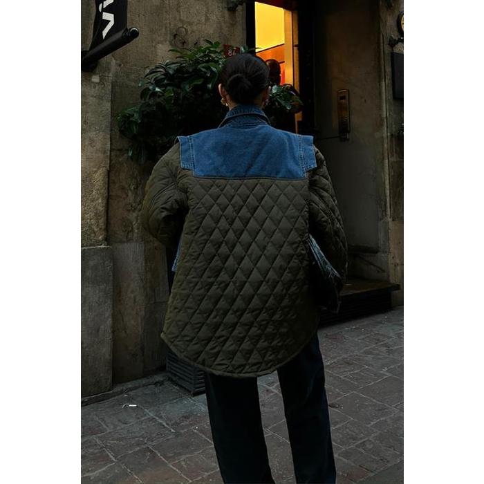 Denim Garnili Kapitone Ceket 7071