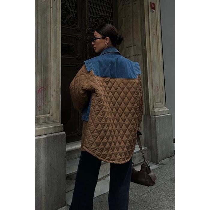Denim Garnili Kapitone Ceket 7071