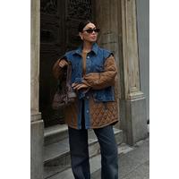 Denim Garnili Kapitone Ceket 7071