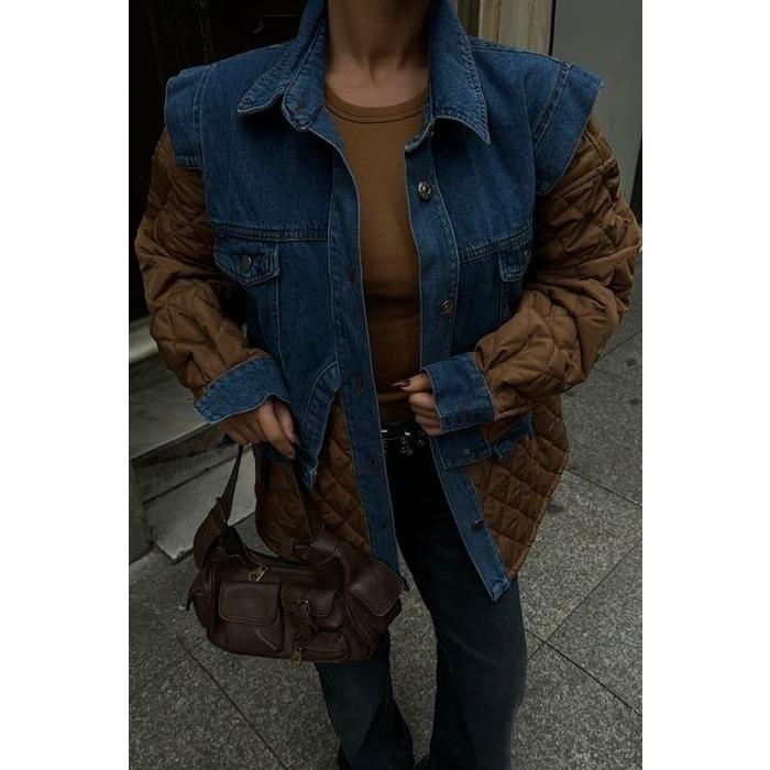 Denim Garnili Kapitone Ceket 7071