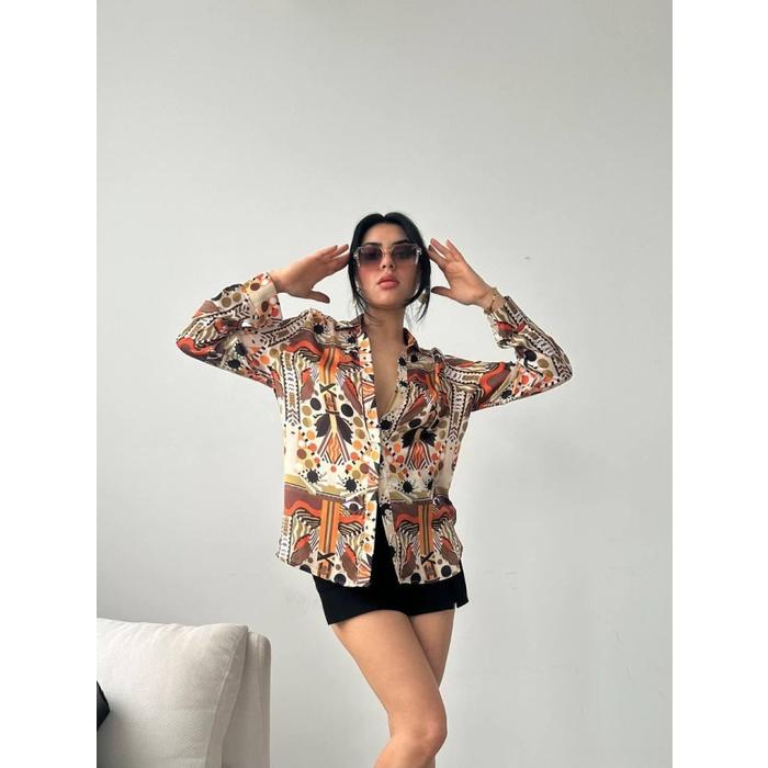 Desenli Oversize Gömlek