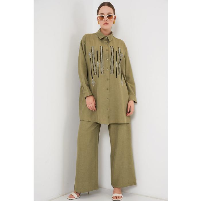 Desenli Tunik Pantolon İkili Takım 6720 - Çağla