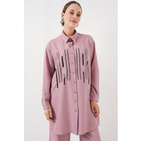 Desenli Tunik Pantolon İkili Takım 6720 - Gül Kurusu