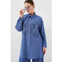 Desenli Tunik Pantolon İkili Takım 6720 - İndigo