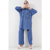 Desenli Tunik Pantolon İkili Takım 6720 - İndigo