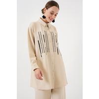 Desenli Tunik Pantolon İkili Takım 6720 - Krem