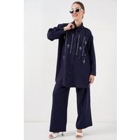 Desenli Tunik Pantolon İkili Takım 6720 - Lacivert