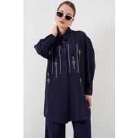 Desenli Tunik Pantolon İkili Takım 6720 - Lacivert