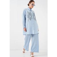 Desenli Tunik Pantolon İkili Takım 6720 - Mavi