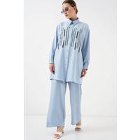 Desenli Tunik Pantolon İkili Takım 6720 - Mavi