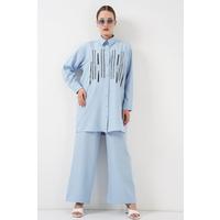 Desenli Tunik Pantolon İkili Takım 6720 - Mavi