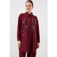 Desenli Tunik Pantolon İkili Takım 6720 - Bordo
