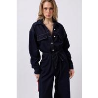 Düğme Detaylı Denim Tulum