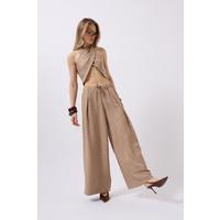 Düşük Bel Oversize Keten Pantolon