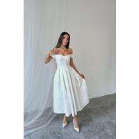 Ekru Jakarlı Elbise