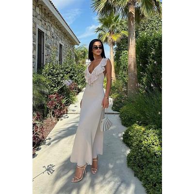 Emaline Sırt Dekolteli Şifon Elbise 2465-08