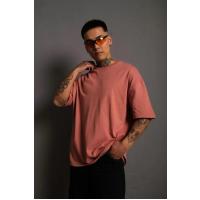 Erkek 24/1 Düz A Kalite Oversize T-shirt - Gül Kurusu