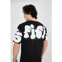 Erkek 24/1 Penye Baskılı T-Shirt - Siyah