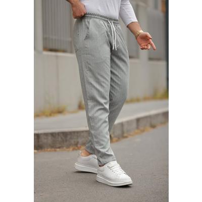 Erkek Beli Bağcıklı çizgili Pantolon