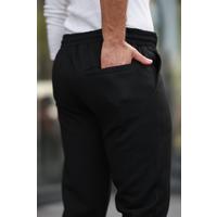 Erkek Beli Bağcıklı Duble Paça örme Pamuklu Kumaş Jogger Pantolon