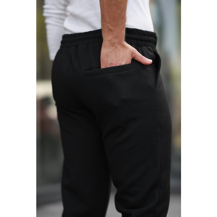 Erkek Beli Bağcıklı Duble Paça örme Pamuklu Kumaş Jogger Pantolon
