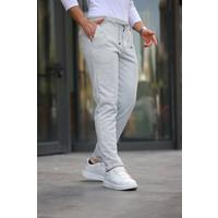 Erkek Beli Bağcıklı Duble Paça örme Pamuklu Kumaş Jogger Pantolon