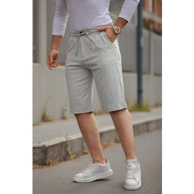 Erkek Beli Bağcıklı Ve Düğmeli Bezayağı Kumaş şort