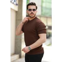 Erkek Bisiklet Yaka Jakarlı Kısa Kollu Tshirt