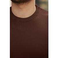 Erkek Bisiklet Yaka Jakarlı Kısa Kollu Tshirt